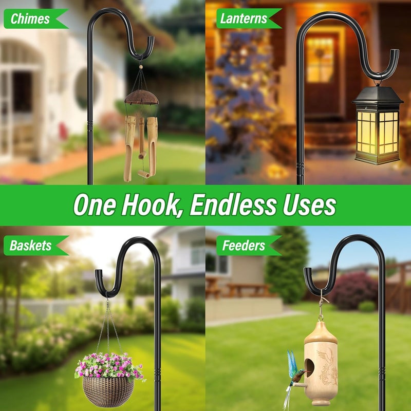 anyperfect 76″ Adjustable Lantern & Shepherd Hook – Heavy Duty Outdoor Garden Hook for Lanterns, Solar Lights, String Lights, Hanging Baskets, Plant Pots, Hummingbird Feeders & Wedding Decor （1‑Pack） - Image 5